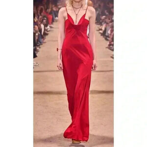 NWT ISABEL MARANT ETOILE Runway Kapri Red Maxi Crepe Dress Size 36/4